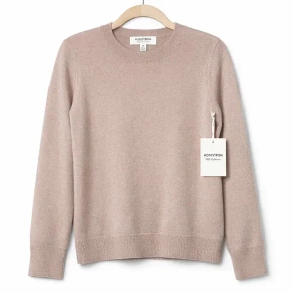 Nordstrom 100% Cashmere Crewneck Sweater – Tan Memoir – XS (NWT) - Picture 1 of 9